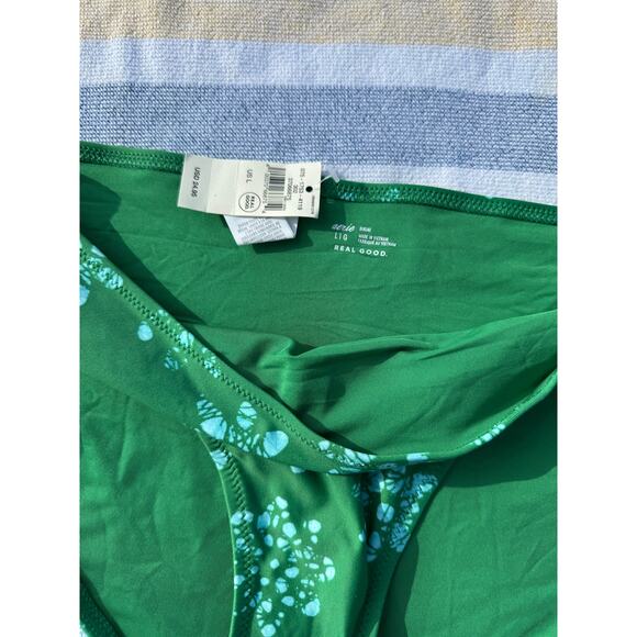 NWT, Women, Aerie, Bikini Bottom, Green Tie Dye Floral, Size L - Picture 2 of 6